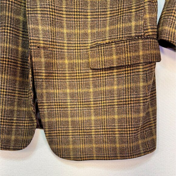 Ethomas Men's Custom Tailored Blazer Blend Size 42/43 Brown Plaid  Wool Cashmere - Picture 8 of 10